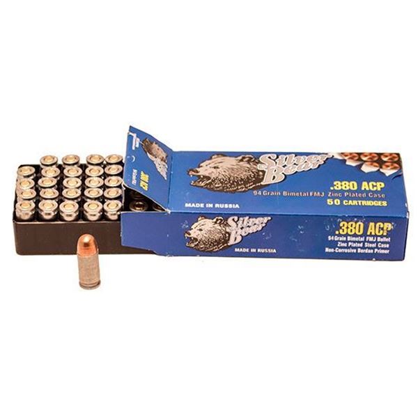 Picture of Ammo, Silver Bear, AS380FMJ, 380 ACP, 94 gr., FMJ, 50rd per box, 1,000rd per case, 20 boxes per case