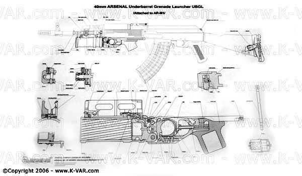 Picture of Bulgarian B&W Poster with details for GP-25 Grenade