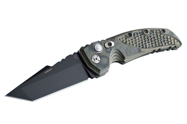 Picture of EX-A01 3.56 inch Automatic Folder Tanto Blade Black Finish G-10 Frame - G-Mascus Green