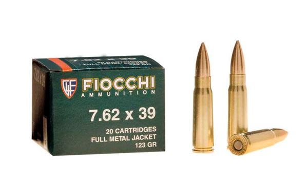 Picture of Fiocchi 7.62 x 39 mm 124 Grain Full Metal Jacket Brass (Box of 20 Round)