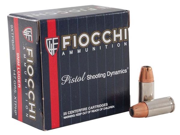 Picture of Fiocchi Ammunition 9mm 147 Grain Hornady XTP Jacketed Hollow Point 25 Round Box