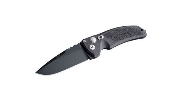 Picture of Hogue EX-A03 3.5 inch Automatic Folder Drop Point Blade Tumbled Finish Polymer Frame - Matte Black