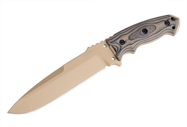 Picture of Hogue EX-F01 7 inch A-2 G-10 G-Mascus Dark Earth Scales Fixed Drop Point Blade