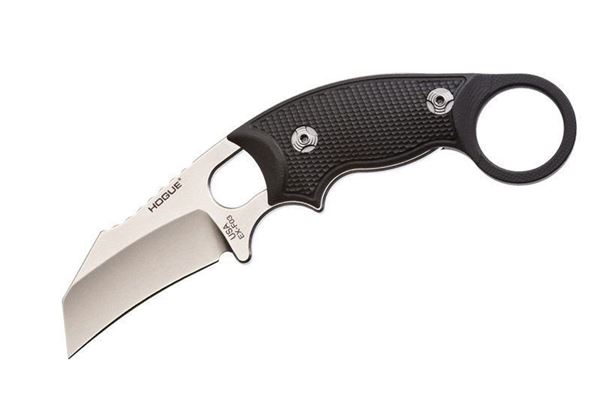 Picture of Hogue EX-F03 2.25 inch G10 Solid Black Scales 6.5 inch Black Sheath Combo Hawkbill Blade