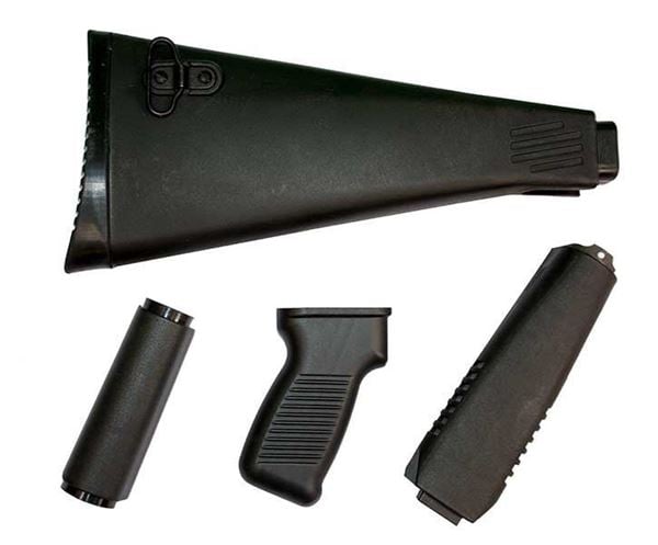 Picture of Stock set for milled receiver, ARM9 design, polymer, black, NATO length, has US pistol grip