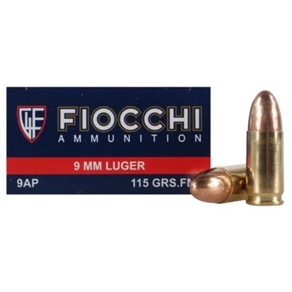 Picture of Fiocchi 9mm 115gr FMJ Brass  Case of 1,000rds