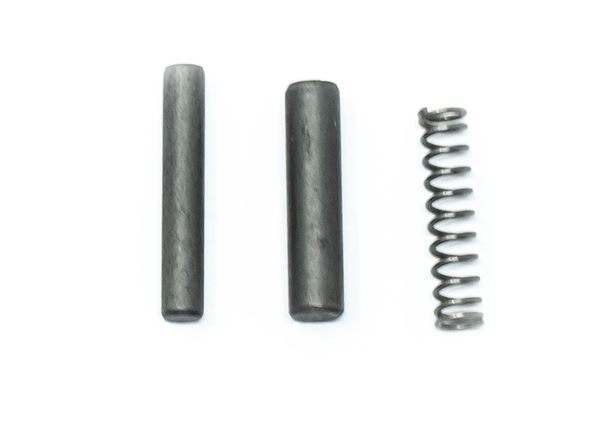 Plunger pin, spring for plunger pin, and retainer pin for spring, for the CR type front sight block