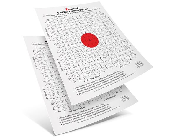 Precision Type Targets for the Elevation Wrench - Front Sight Post Adjustment Tool. A pack of 10 targets for AK-102/4/5 Rifles 18-METER ZEROING TARGET