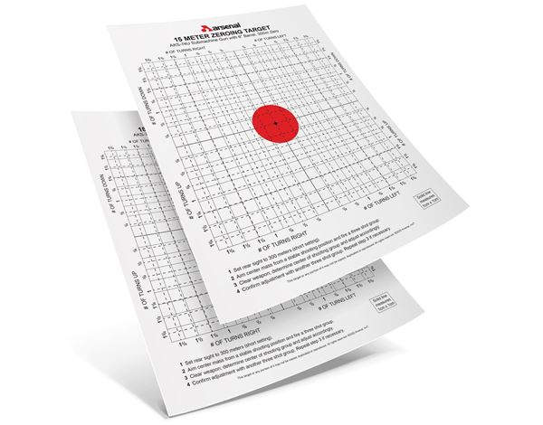 Precision Type Targets for the Elevation Wrench - Front Sight Post Adjustment Tool. A pack of 10 targets for AKS-74U Rifles 15-METER ZEROING TARGET