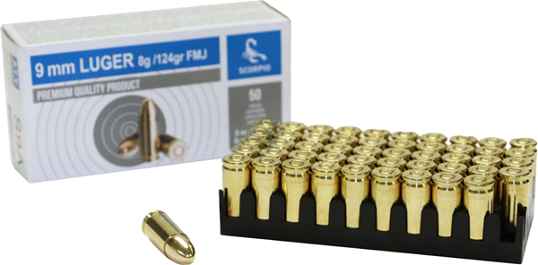 Picture of STV Technology 9mm 124 Grain Boxer Primed Full Metal Jacket Brass Case 50 Round Box