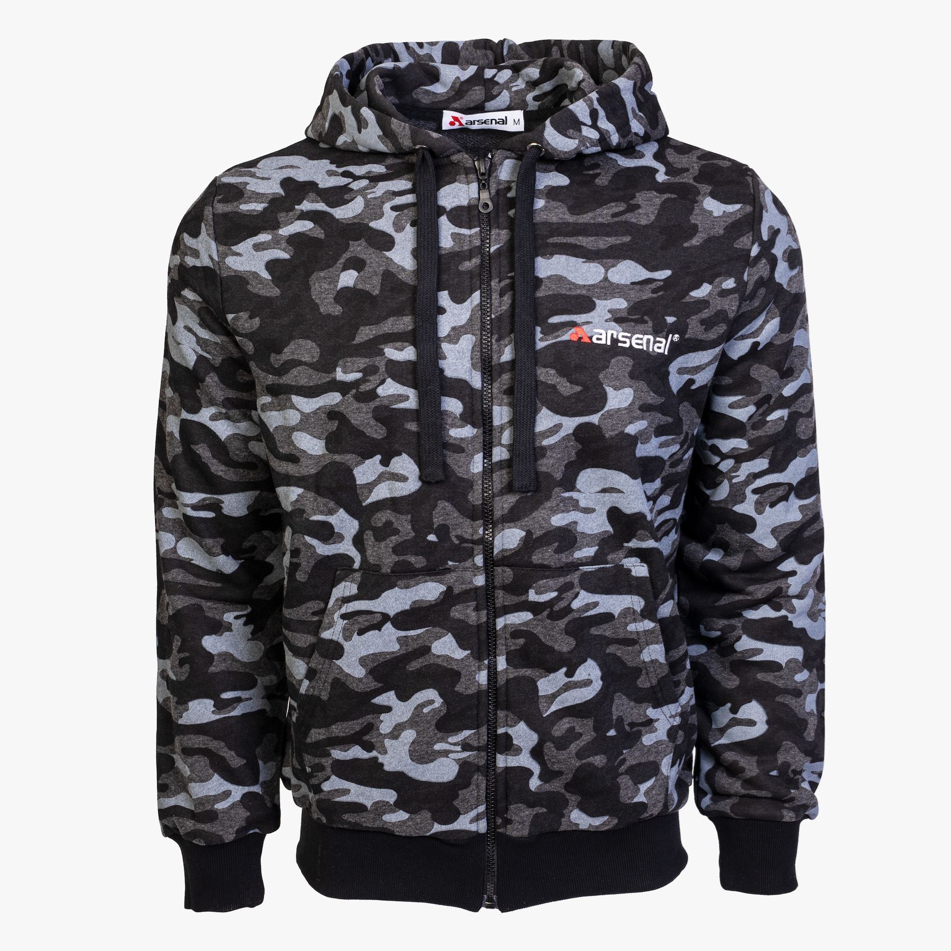 Arsenal XX-Large Black Camo Cotton-Poly Relaxed Fit Zip-Up Hoodie