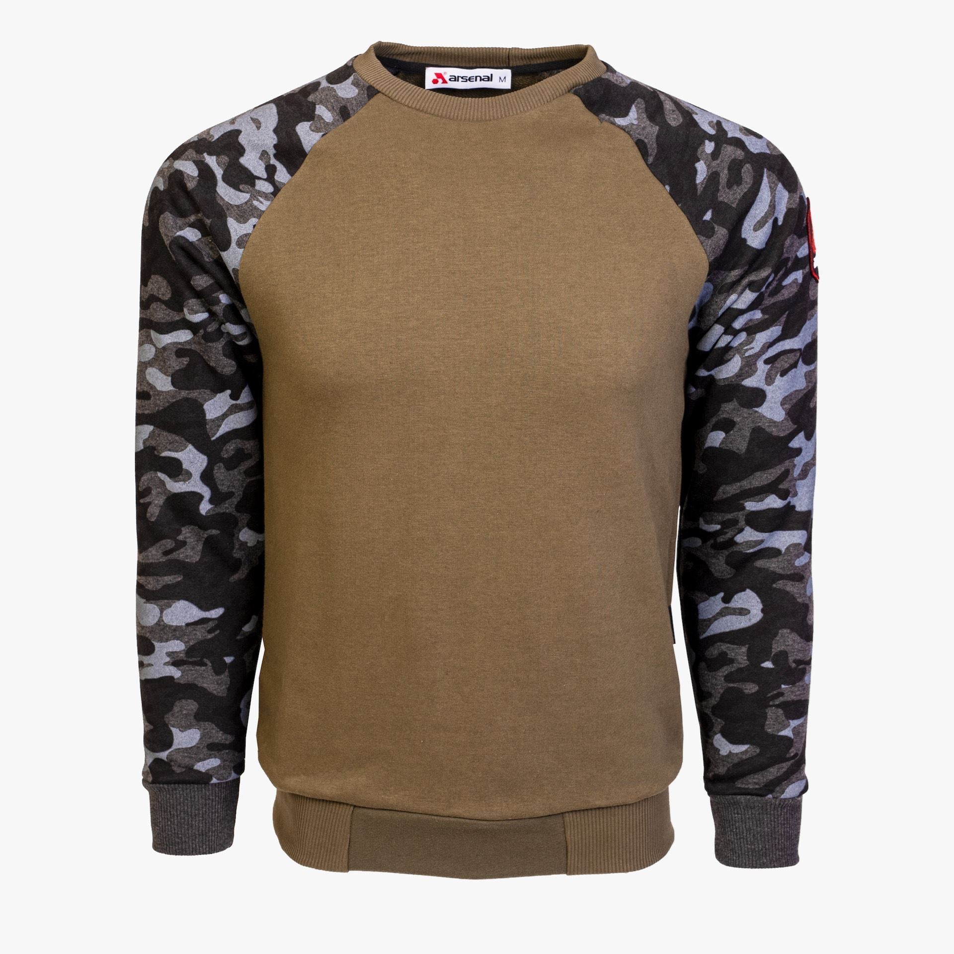 Arsenal Small Khaki / Black Camo Cotton-Poly Standard Fit Pullover Sweater