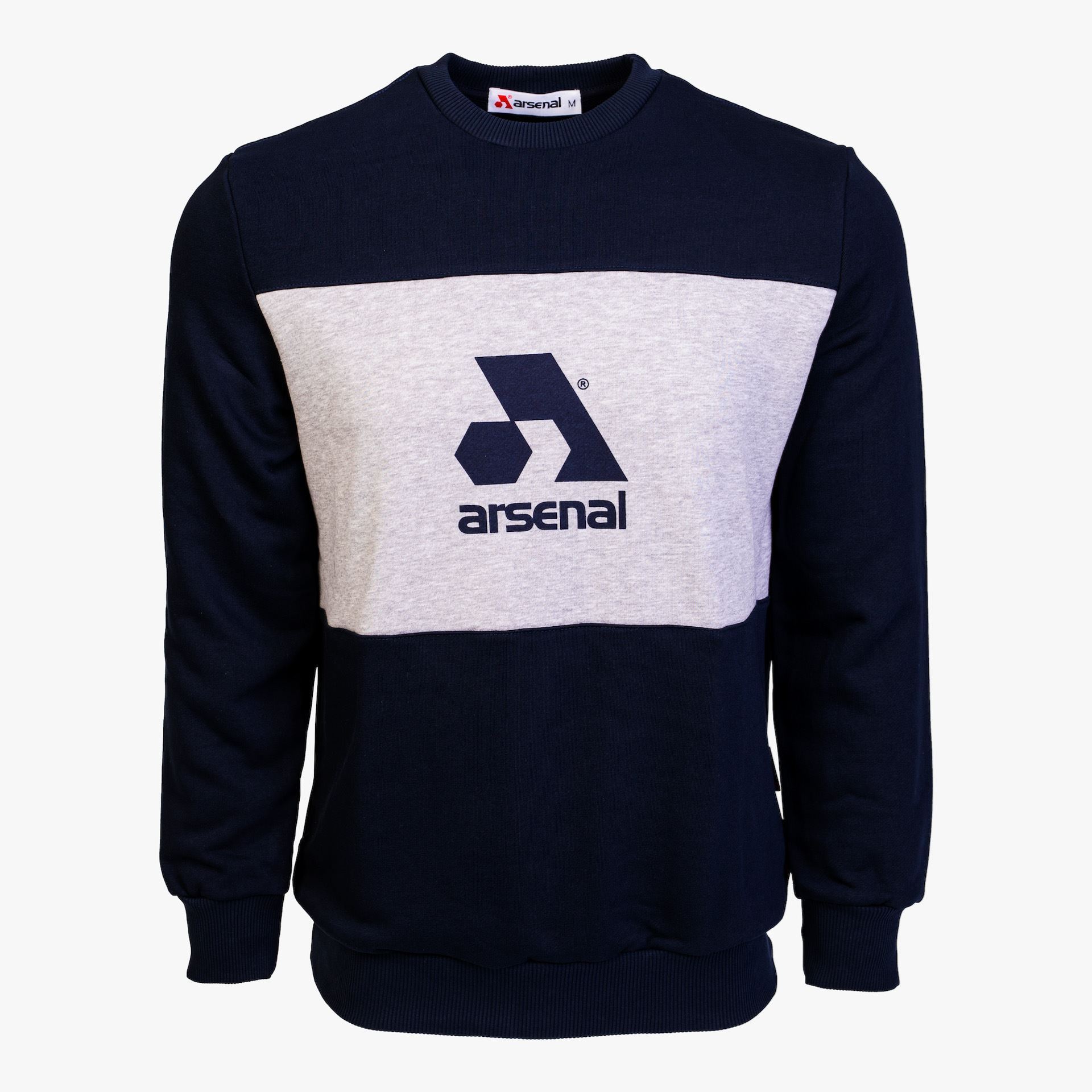 Arsenal Medium Blue / Grey Cotton-Poly Standard Fit Logo Pullover Sweater - Arsenal
