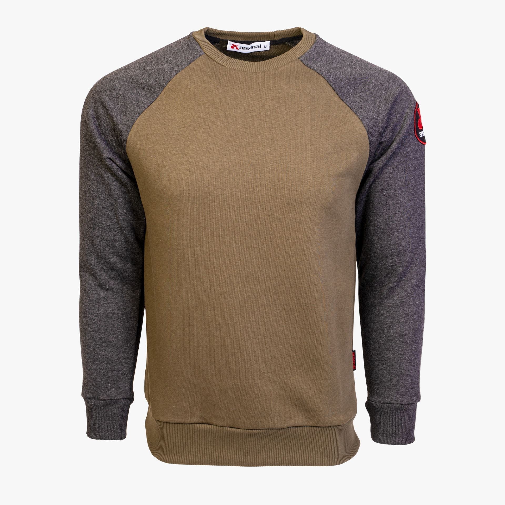 Arsenal X-Large Grey / Khaki Cotton-Poly Standard Fit Icon Pullover Sweater - Arsenal