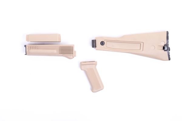 Picture of Arsenal 922r Compliant Desert Sand Polymer Folding Stock Set with Stainless Steel Heat Shield