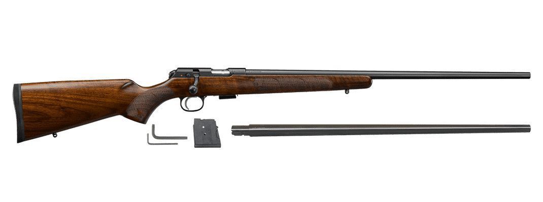 CZ-USA 02320 CZ 457 American 22 LR or 17 HMR Caliber with 24" Barrel, Black Metal Finish & Walnut Fixed American Style Stock Right Hand (Full Size)