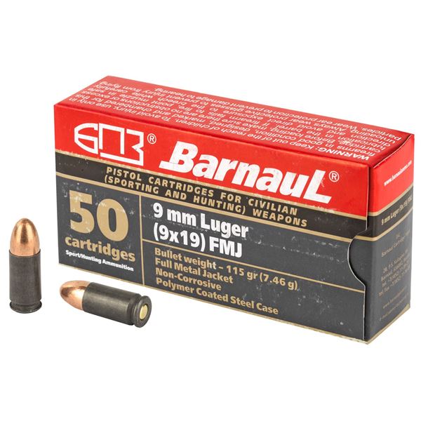 Picture of Barnaul 9MM 115Gr FMJ Steel Polycoated Case 500 Rounds Ammunition