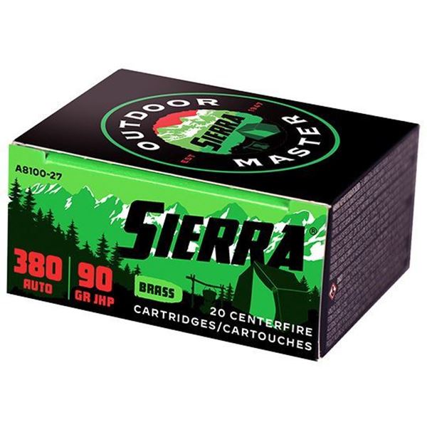 Picture of Sierra Bullets  Outdoor Master, 380 Auto, 90 GR JHP Spotsmaster, 20rd pack