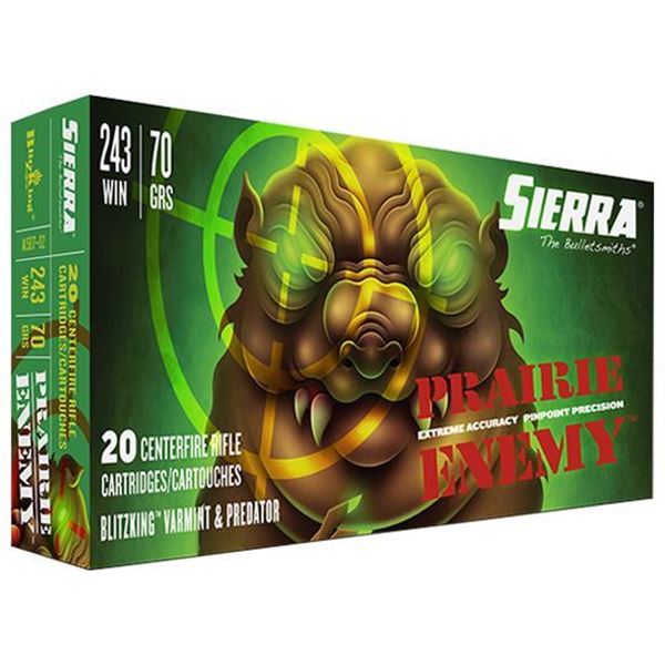 Picture of Sierra Bullets  Prairie Enemy, 243 Winchester 70 GR BlitzKing, 20rd pack
